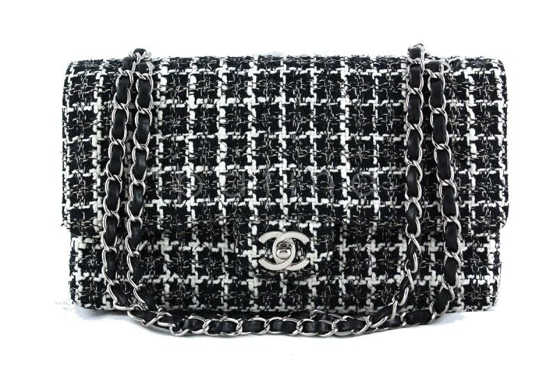 Chanel Designer Handbag with Unique DesignChanel Black Tweed Medium Classic 2.55 Flap Bag