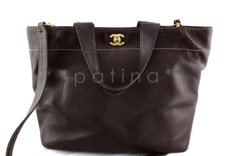 Chanel Quilted Leather Shoulder Bag for FashionistasChanel Brown Caviar Messenger Tote Cerf Brief Bag