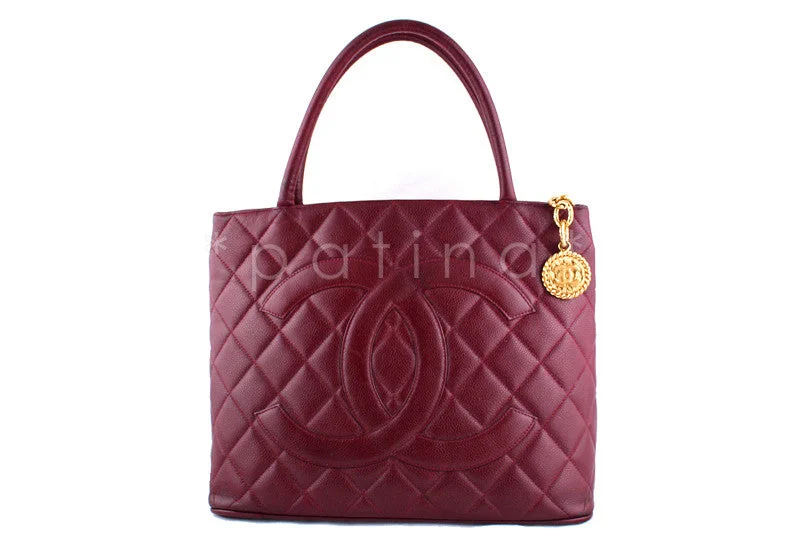 Chanel New Arrival Handbag with Gold HardwareChanel Burgundy Red Caviar Classic Quilted Medallion Shopper Tote Bag