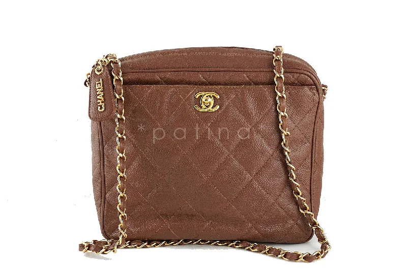 Chanel Handbag with Adjustable Strap for ComfortChanel Camel Vintage Caviar Classic 2.55 Camera Case Bag