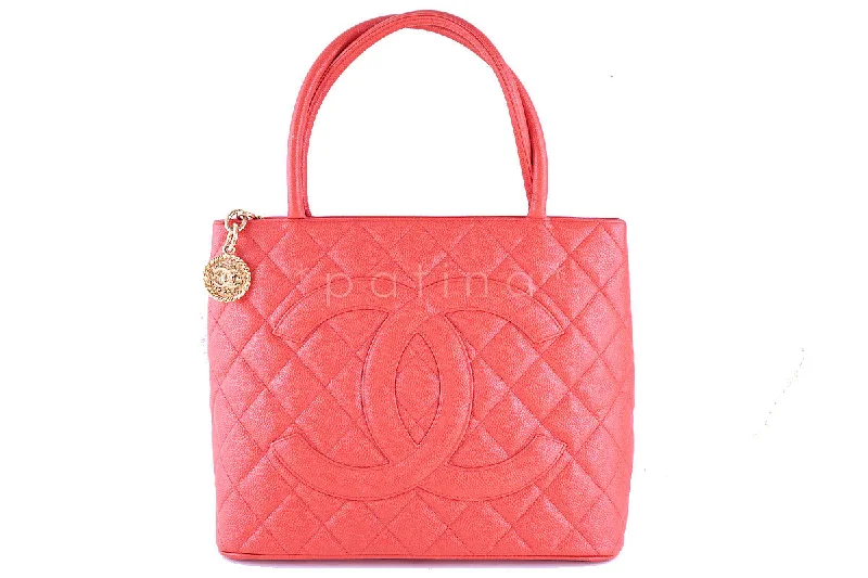 Chanel Vintage Inspired Handbag for Retro LoversChanel Coral Pink Caviar Classic Quilted Medallion Shopper Tote Bag