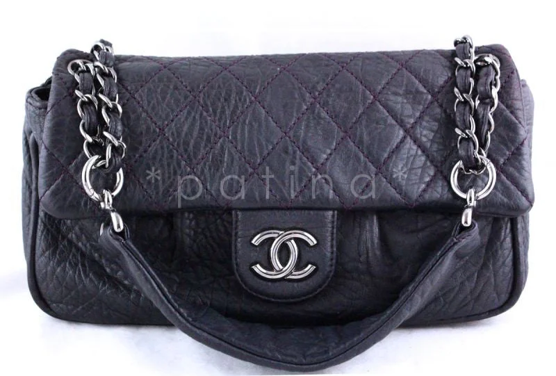 Chanel New Arrival Handbag with Gold HardwareChanel Dark Purple Jumbo Pebbled Classic Flap Bag