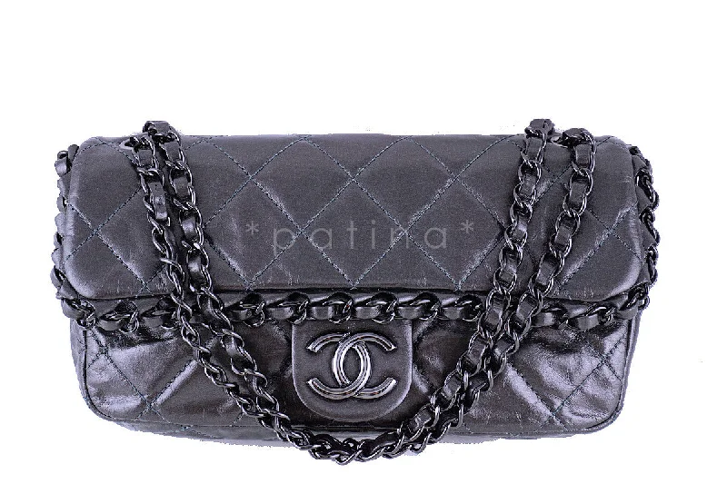 Chanel Limited Edition Handbag for CollectorsChanel Dark Silver Chain Me Around 2.55 Medium Classic Flap Bag