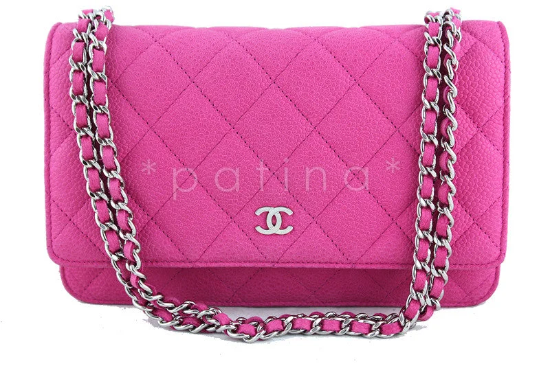 Chanel Lightweight Handbag for Daily ErrandsChanel Fuchsia Pink Caviar Classic  WOC Wallet on Chain Flap Bag