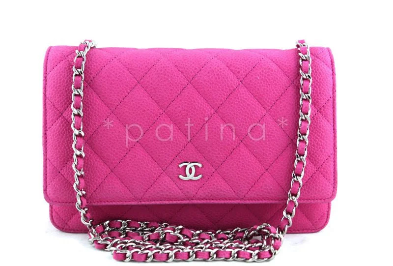 Chanel Black Handbag for Business MeetingsChanel Fuschia Pink Caviar Classic Wallet on Chain WOC Flap Bag