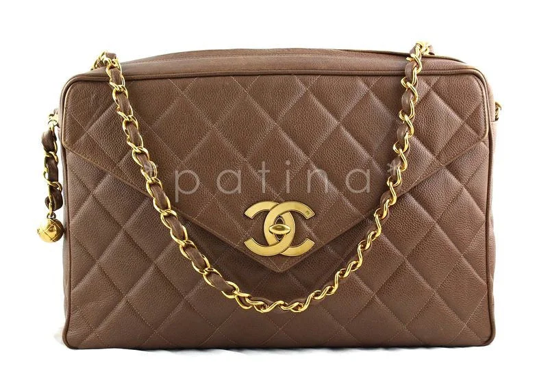 Chanel Quilted Leather Shoulder Bag for FashionistasChanel Giant Taupe Brown Caviar Jumbo Classic Camera Bag with Flap