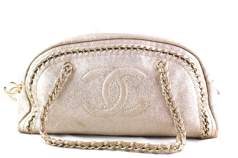 Chanel Handbag with Adjustable Strap for ComfortChanel Gold Distressed Luxury Ligne Bowler Bag