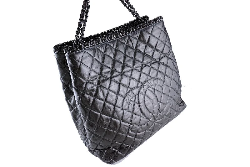 Chanel Colorful Handbag for Spring OutfitsChanel Metallic Gray "Chain Around" Timeless Jumbo XL Giant Tote Bag