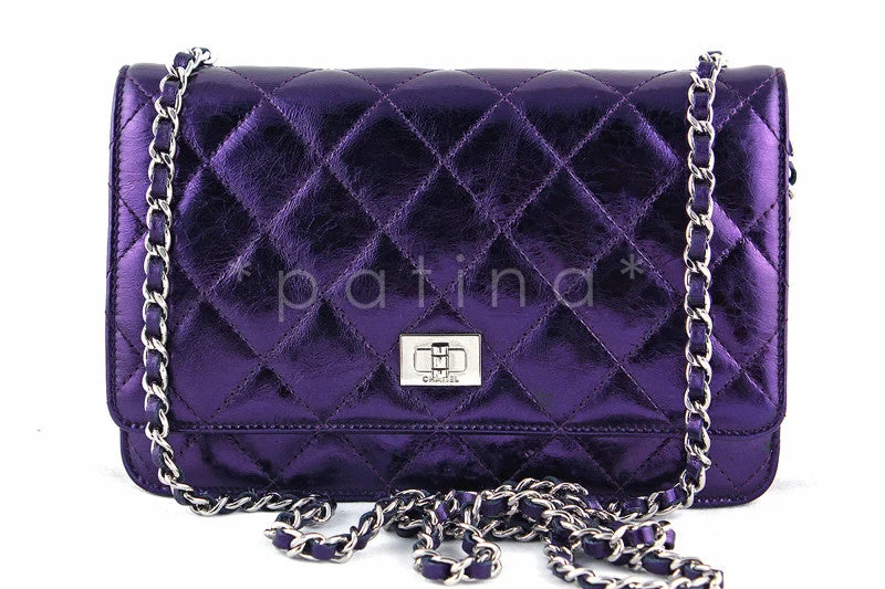 Chanel Classic Flap Bag for Evening PartyChanel Metallic Purple Classic Reissue WOC Wallet Chain Purse Bag