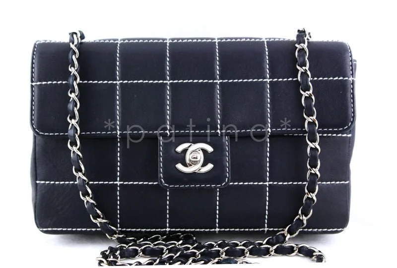 Chanel Lightweight Handbag for Daily ErrandsChanel Navy 10in. Quilted Contrast Stitch Classic Flap Bag