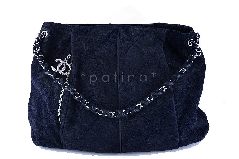 Chanel Black Handbag for Business MeetingsChanel Navy Blue Luxury Stitched Large Hobo Tote Bag