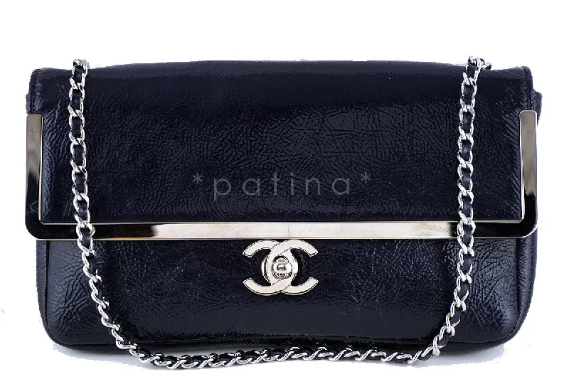 Chanel New Arrival Handbag with Gold HardwareChanel Navy Patent Lambskin Luxe Frame Classic Flap Bag