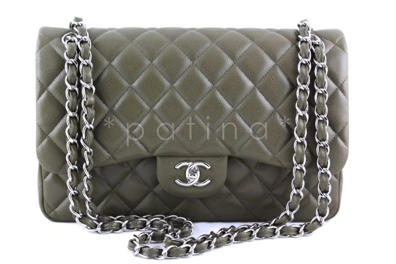 Chanel Limited Edition Handbag for CollectorsChanel Olive Green Caviar Jumbo 2.55 Classic Double Flap Bag