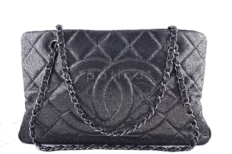 Chanel Chain Strap Handbag for Everyday UseChanel Pewter Caviar Quilted Timeless Grand Shopping Tote GST Bag