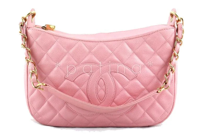 Chanel All - Match Handbag for Versatile StylingChanel Pink Caviar Quilted Hobo Shopper Bag