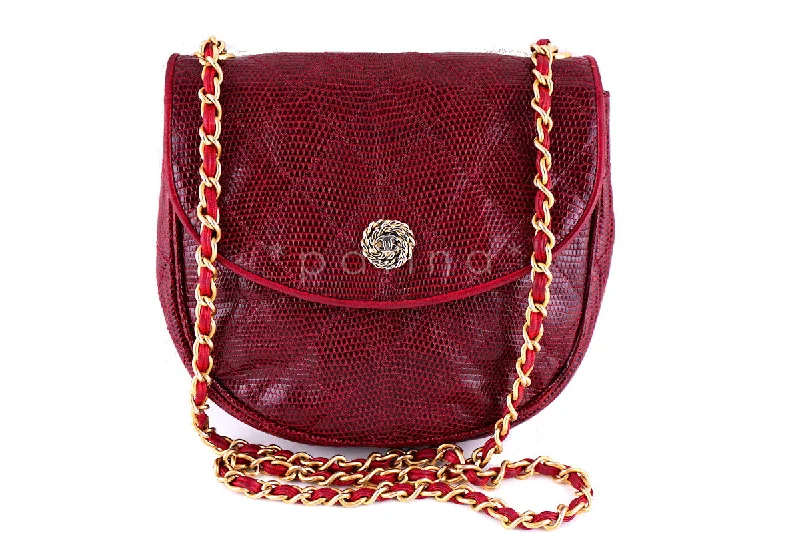 Chanel Limited Edition Handbag for CollectorsChanel Rare Vintage Cherry Red Quilted Lizard Flap Bag