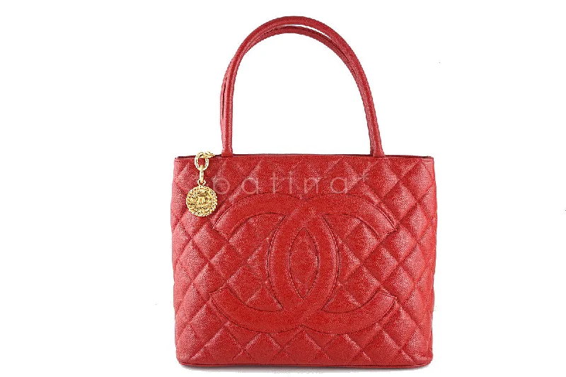 Chanel Vintage Inspired Handbag for Retro LoversChanel Red Caviar Classic Quilted Medallion Shopper Tote Bag