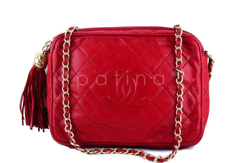 Chanel Quilted Leather Shoulder Bag for FashionistasChanel Red Classic Quilted Camera Case, Lambskin Bag