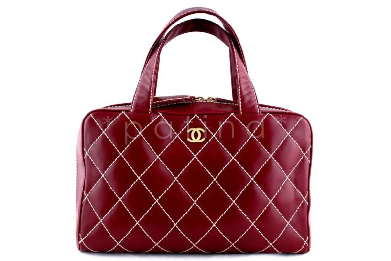 Chanel Luxury Handbag for High - End EventsChanel Red Contrast Stitch Surpique Classic Large Bowler Bag