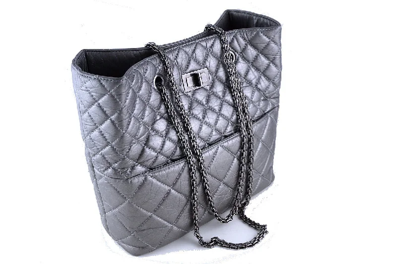 Chanel Lightweight Handbag for Daily ErrandsChanel Silver Gray Tall Quilted Large Classic Reissue Tote Bag