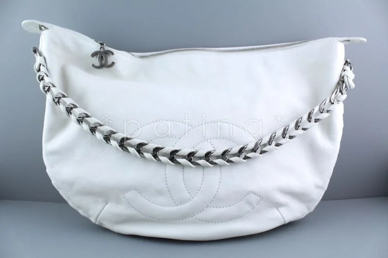 Chanel New Arrival Handbag with Gold HardwareChanel White Luxury Distressed Calf Modern Chain Large Hobo Bag