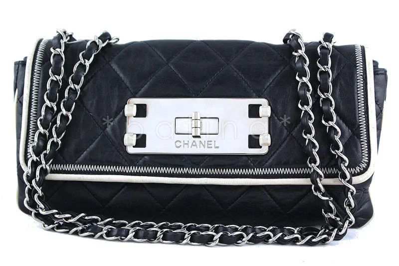 Chanel Handbag with Adjustable Strap for ComfortChanel Black 10in. Flap, East West Giant Reissue Lock East West Bag