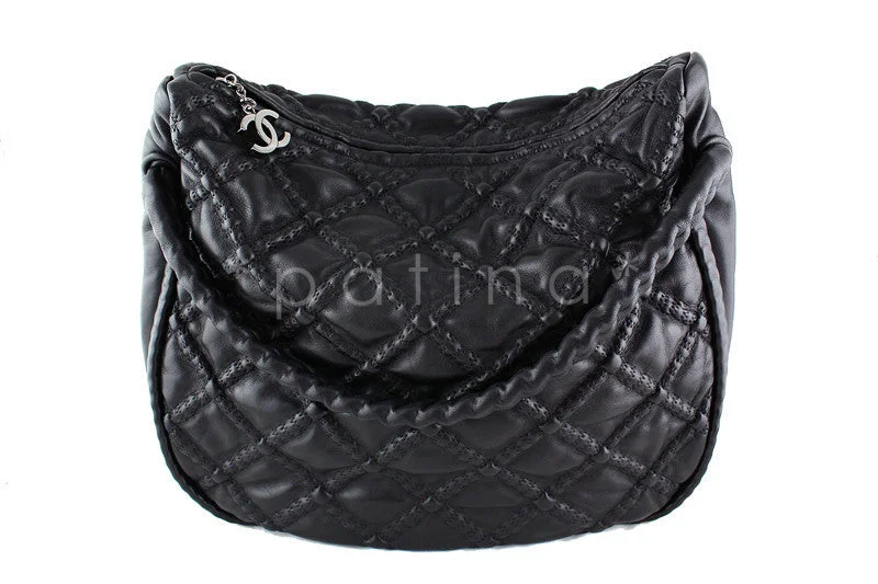 Chanel Small Crossbody Bag for TravelChanel Black Hidden Chain Soft Quilted Hobo Tote Bag