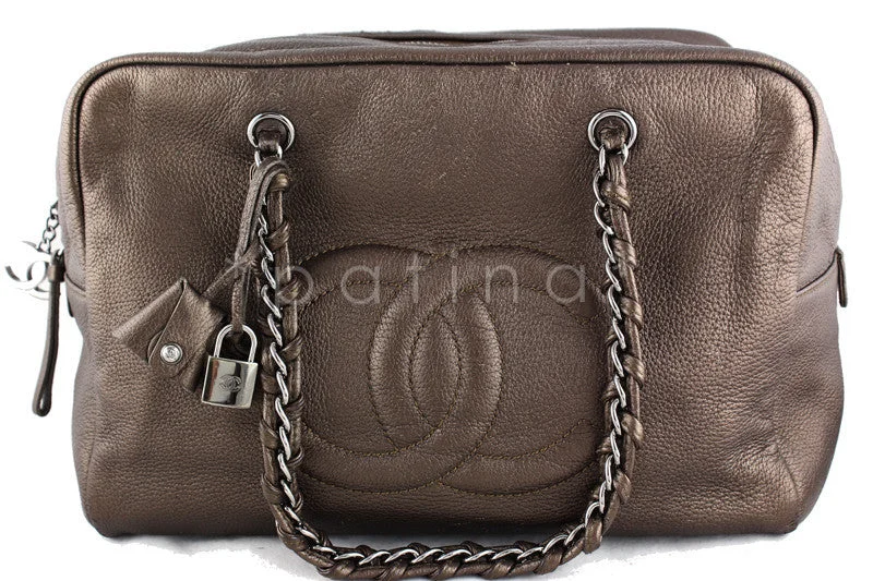 Chanel Vintage Inspired Handbag for Retro LoversChanel Bronze Soft Deerskin Luxury Ligne Jumbo XL Bowler Bag