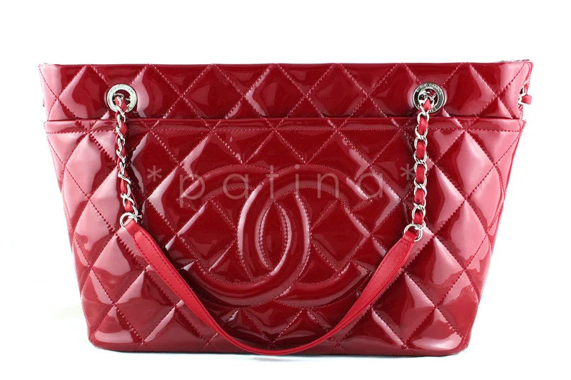 Chanel All - Match Handbag for Versatile StylingChanel Red Patent Timeless Grand Shopping Tote GST Bag