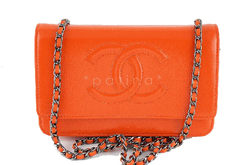 Chanel Medium Tote Bag for Office LadiesNew Chanel Orange Patent Caviar Timeless Classic WOC Wallet on Chain Bag