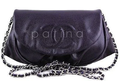 Chanel Classic Flap Bag for Evening PartyNWT 13A Chanel Purple Violet Fonce Caviar Half Moon WOC Wallet on Chain Bag