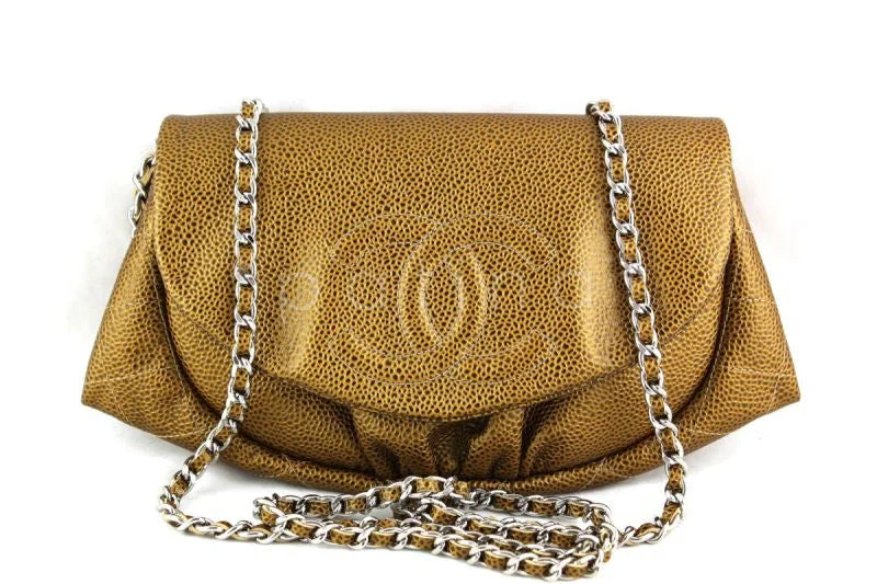 Chanel Classic Flap Bag for Evening PartyNWT 14C Chanel Gold Caviar Half Moon WOC Wallet on Chain Bag