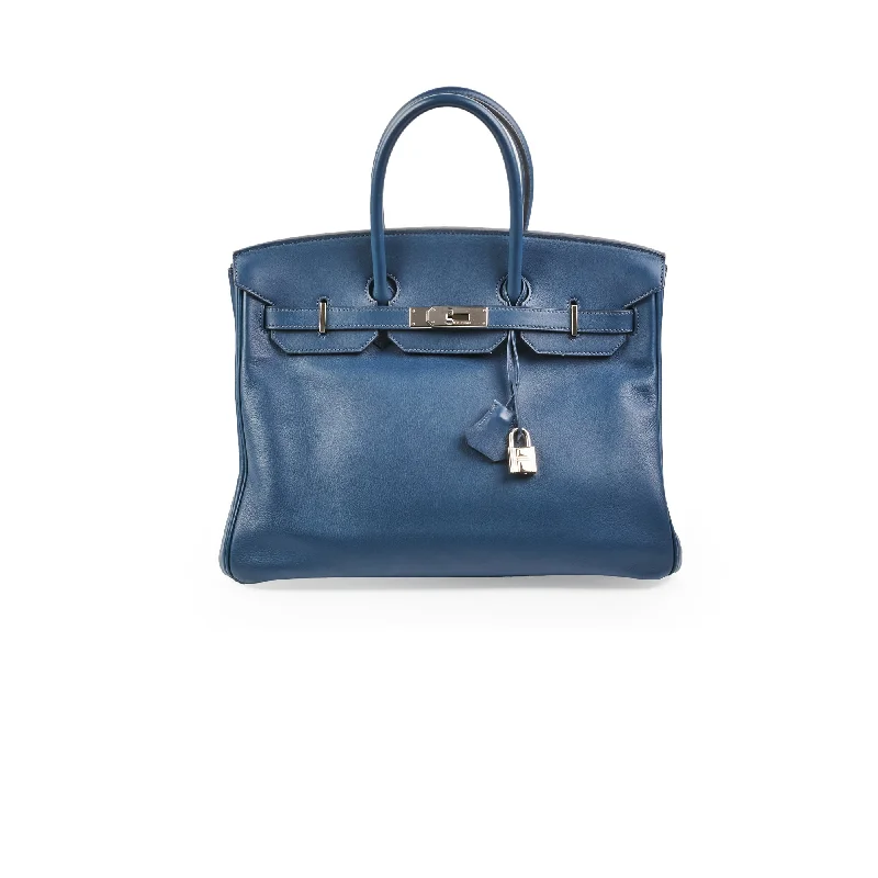 Hermes Birkin Bags with a Hand - Painted Monogram DesignHermes Birkin 35 Swift (Blue) - M Square