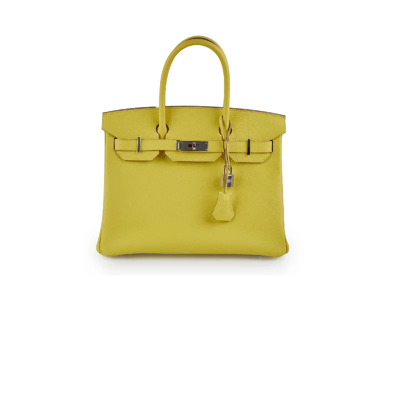 Hermes Birkin Bags with a Hand - Carved Leather DecorationHermes Birkin 30 Epsom Lime - Y Stamp