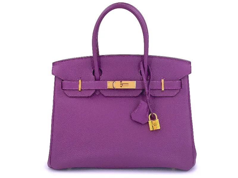 Hermes Birkin Bags with a Crystal - Embellished Lock for Added LuxuryHermes 30cm Anemone Purple Togo Birkin Tote Bag 24k GHW