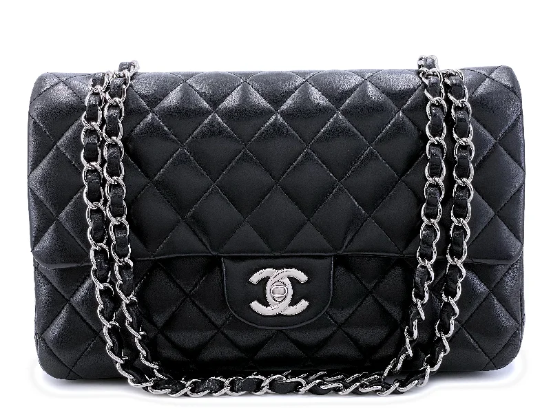 Chanel Handbag with Adjustable Strap for ComfortChanel Medium Black Classic Double Flap Bag 2007 Vintage SHW Lambskin