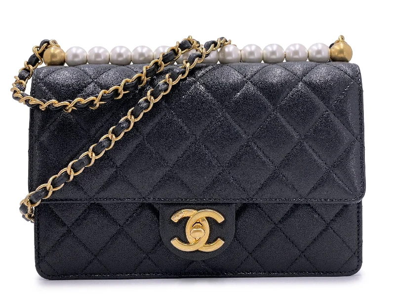 Chanel Black Handbag for Business MeetingsChanel Chic Pearls Flap Bag Pristine 19S Black Quilted GHW