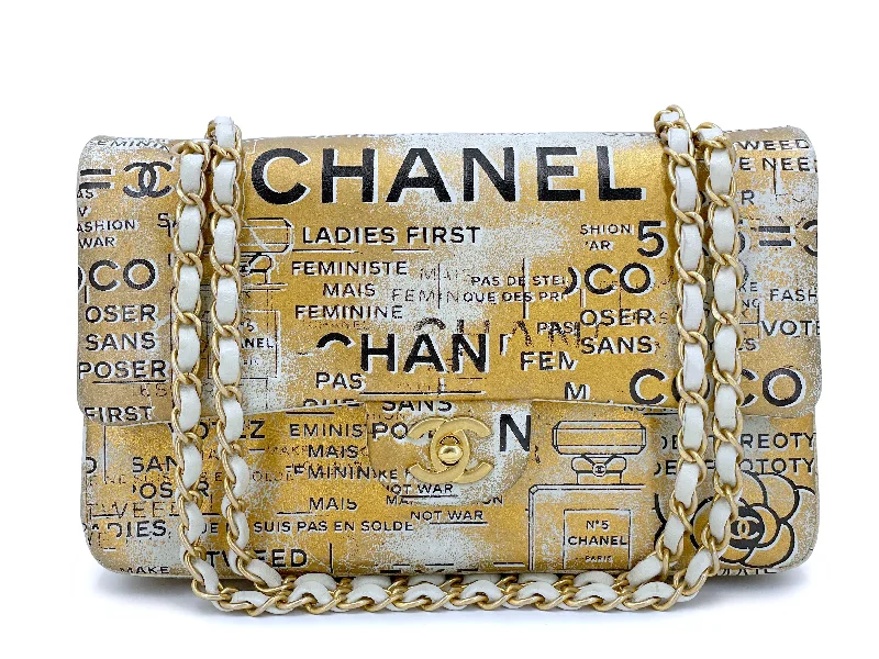 Chanel Classic Flap Bag for Evening PartyChanel Newspaper Flap Bag 2015 Gold Graffiti Medium Double Classic GHW