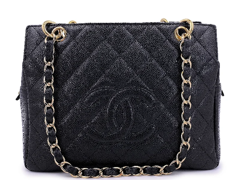 Chanel Designer Handbag with Unique DesignChanel PTT Black Caviar Bag 2003 Vintage Petite Timeless Tote 24k GHW