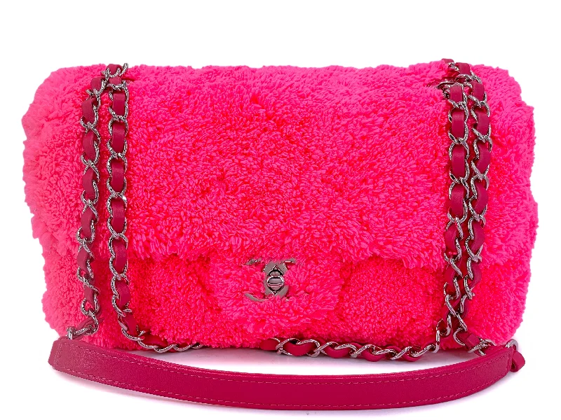 Chanel Luxury Handbag for High - End EventsChanel Neon Pink Terry Fur Flap Bag