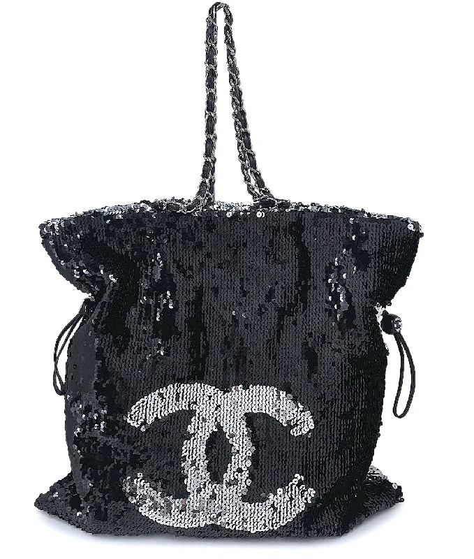 Chanel All - Match Handbag for Versatile StylingChanel 2008 Limited XL Summer Nights Reversible Sequin Tote Bag