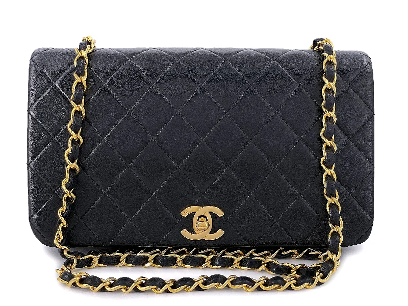 Chanel Limited Edition Handbag for CollectorsChanel 1989 Vintage Black Full Flap Bag 24k GHW Lambskin