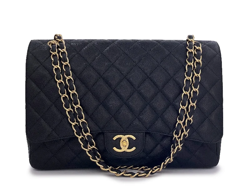 Chanel Chain Strap Handbag for Everyday UseChanel Black Caviar Maxi Flap Bag Classic Double GHW