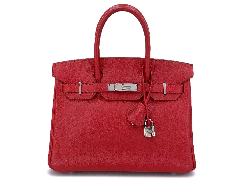 Hermes Birkin Bags with a Zippered Interior Compartment for ValuablesHermes 30cm Rouge Garrance Red Evergrain Birkin Bag PHW