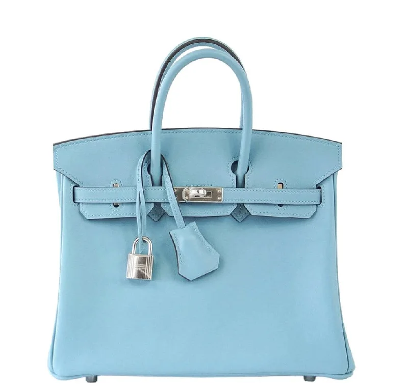 Hermes Birkin Bags with a Leather - Lined Interior Pocket for Added ProtectionHermes Birkin 25 Bag Bleu Saint Cyr