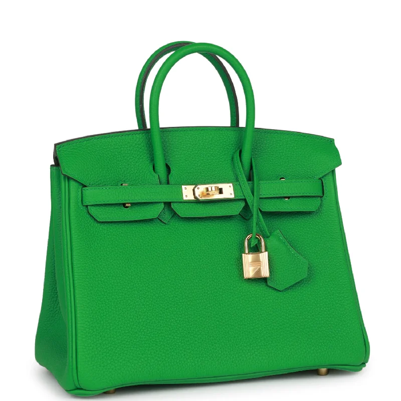 Hermes Birkin Bags with a Leather - Bound Handle for DurabilityHermes Birkin 25 Bambou Togo Gold Hardware