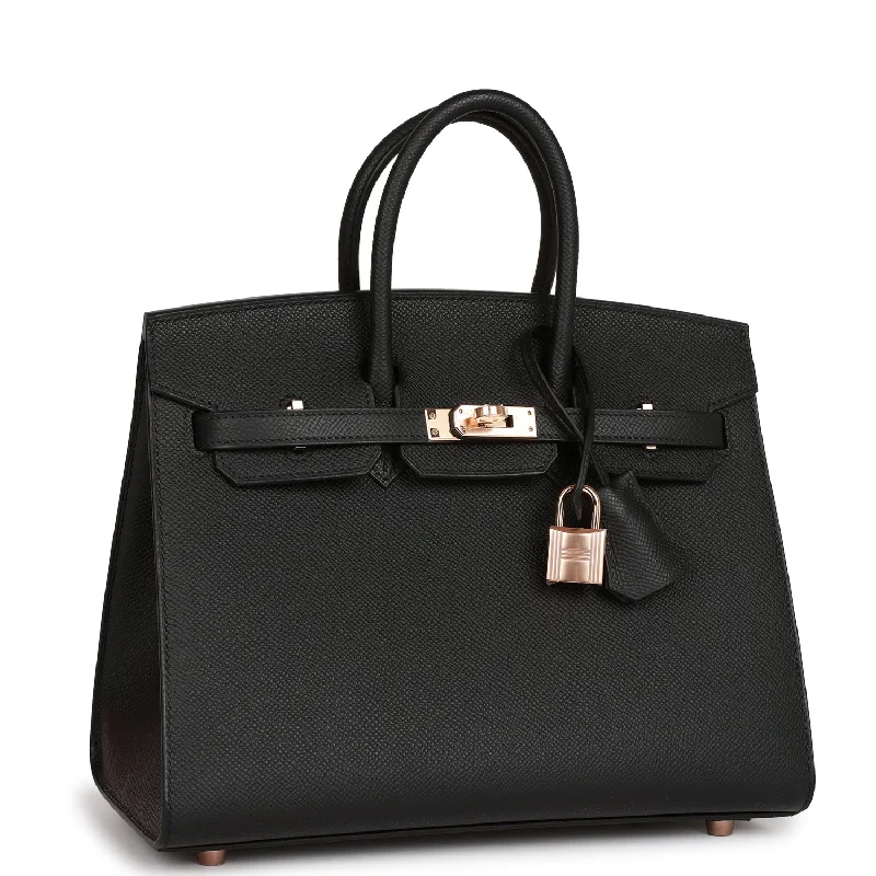 Hermes Birkin Bags in a Deep Burgundy for a Rich and Sumptuous AppearanceHermes Birkin Sellier 25 Black Epsom Rose Gold Hardware