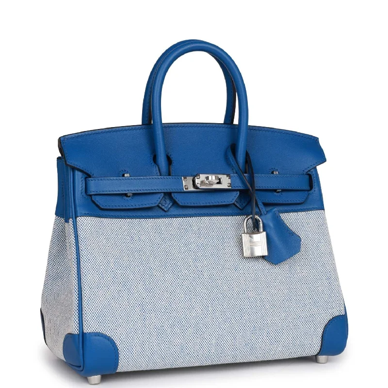 Hermes Birkin Bags with a Detachable Keychain HolderHermes Birkin 25 Bleu Bill Toile H and Bleu France Swift Swift Palladium Hardware