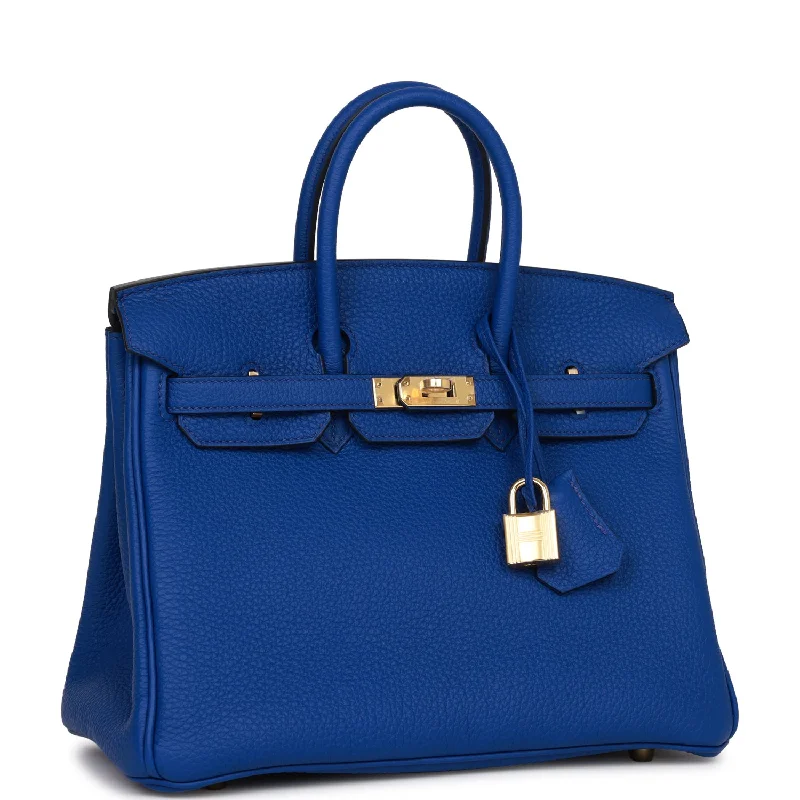 Hermes Birkin Bags with a Beaded Leather Strap for a Bohemian - Glamour LookHermes Birkin 25 Bleu Royal Togo Gold Hardware