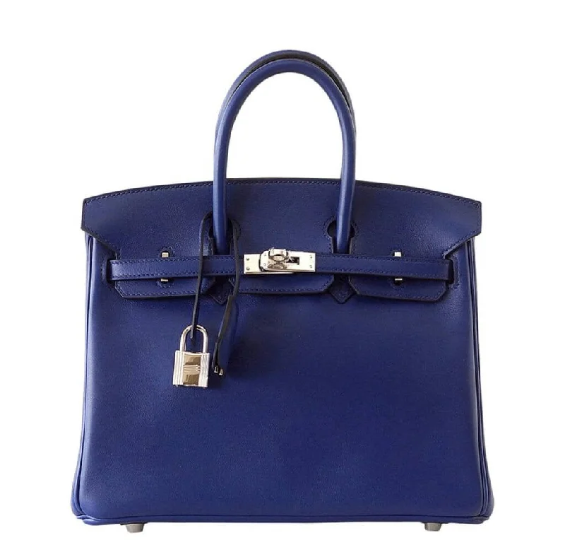 Hermes Birkin Bags in Exotic Python Leather for a Unique LookHermes Birkin 25 Bleu Saphir Bag Swift Palladium